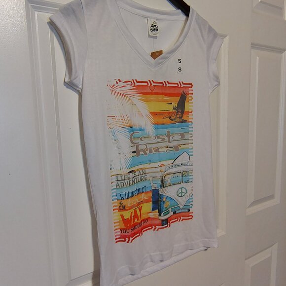 NWT Pisac Coasta Rica Retro 70s Graphic T-Shirt Size Small Long Length Van Life - Picture 4 of 10